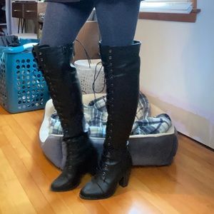 Women’s black over the knee lace up boots